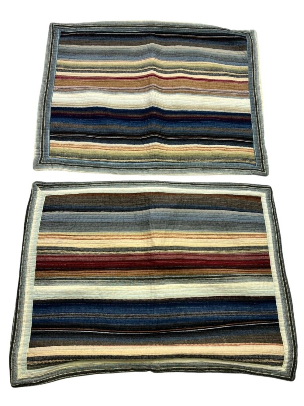 Striped 100% Cotton Quilted Pillow Shams Set Size 20"x26" Set of 2